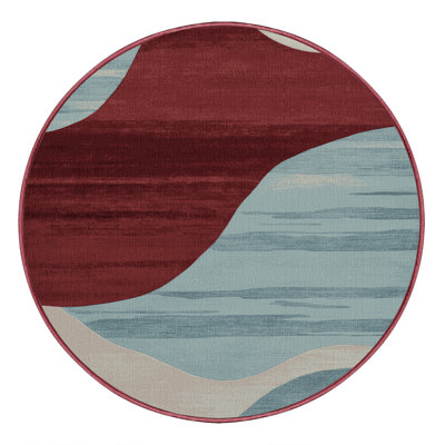 Machine Washable Watercolor Red Area Rug