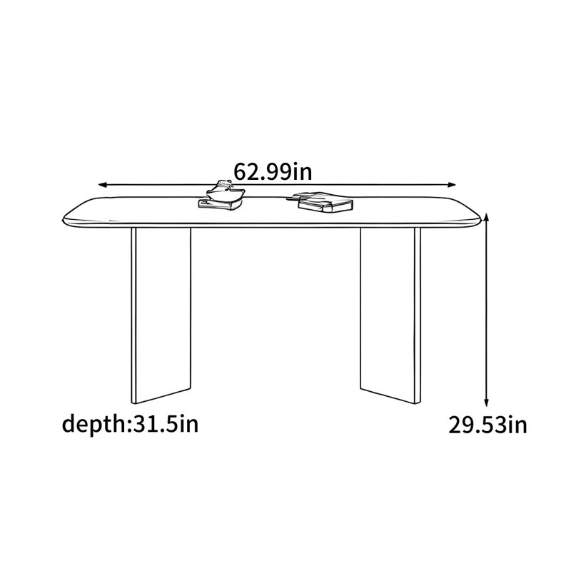 Table de salle à manger moderne et minimaliste, H 29,53 po x L 62,99 po x l 31,5 po
