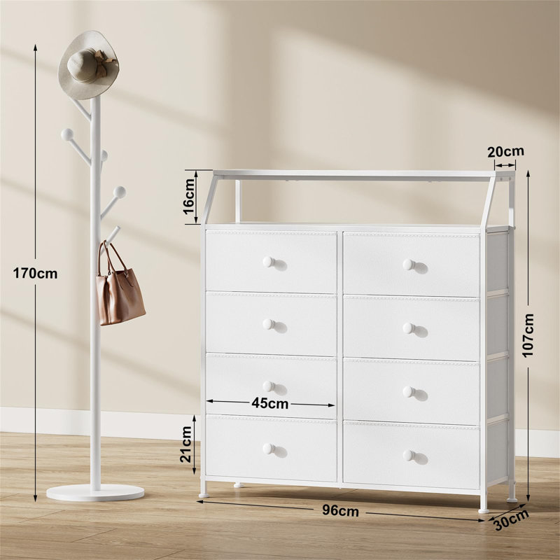96cm W 8 - Drawer Chest of Drawers, White