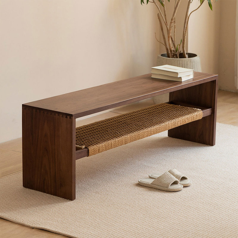 Banc en bois massif noyer foncé, Noyer foncé