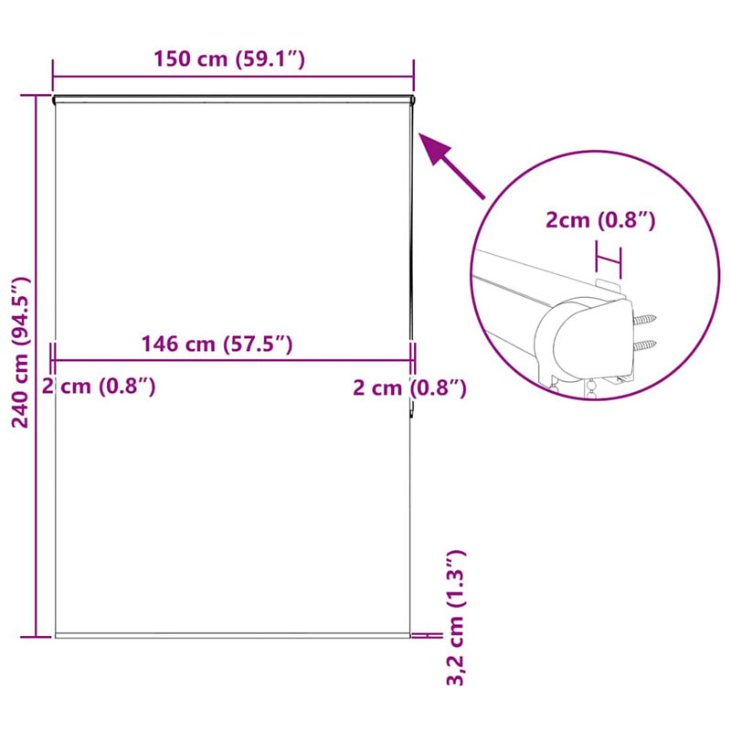 Latitude Run Shower Roller Blind With Cassette 90X240 Cm Fabric Width 86 Cm, 150cmW x 240cmL