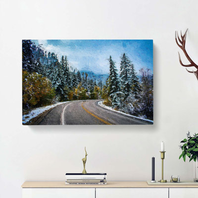 Winter Forest Road - Wrapped Canvas