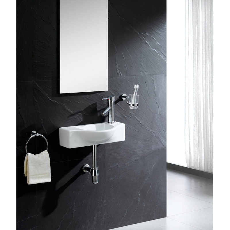 Modern Ceramic 18" Wall Mount Bathroom Sink