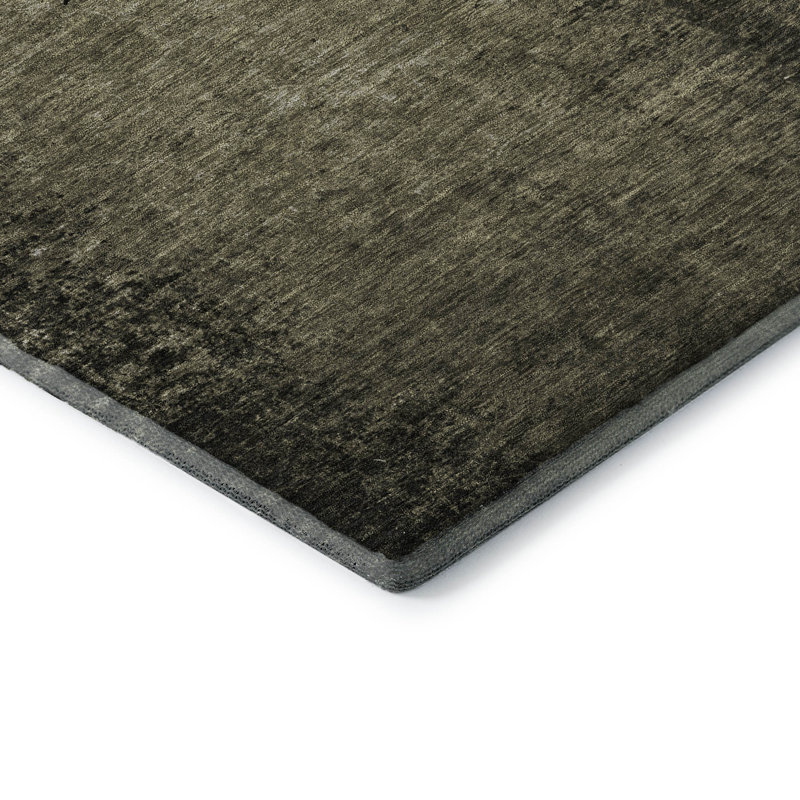 Tapis gris Cerrito AMF554 lavable à la machine de qualité supérieure, Rectangle 5 pi x 7 pi 6 po