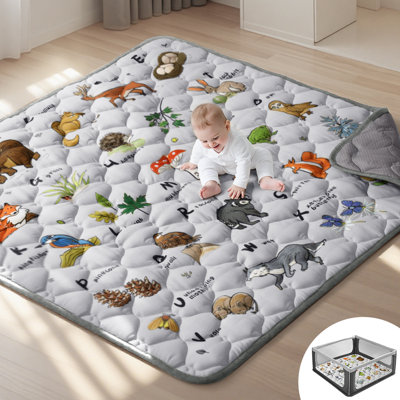 Baby Play Mats For Floor, 50X50 Playpen Mat, Thicker Foam One-Piece Crawling Mat For Babies, Toddlers & Infants, Anti-Slip Activity Playmat