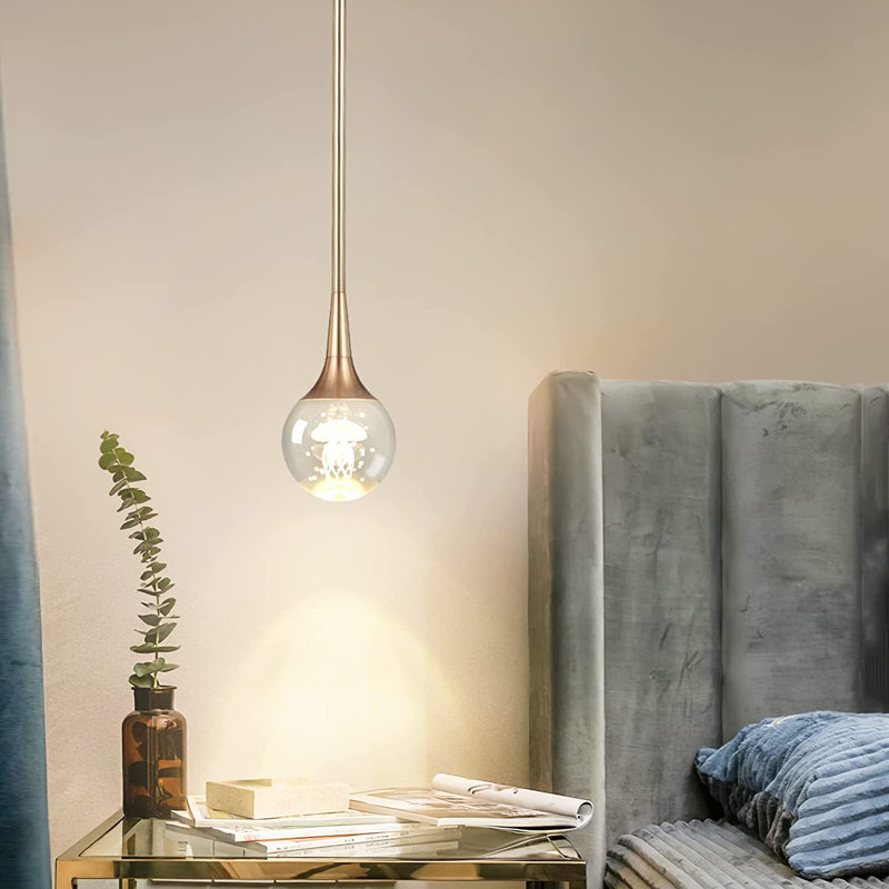 1 - Light LED Single Pendant, Gold