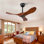 36" Solid Wood Ceiling Fan, Outdoor, 3 Blade, No Light, Walnut, For Patio Living Room Bedroom Porch, Remote Control, Water Resistant