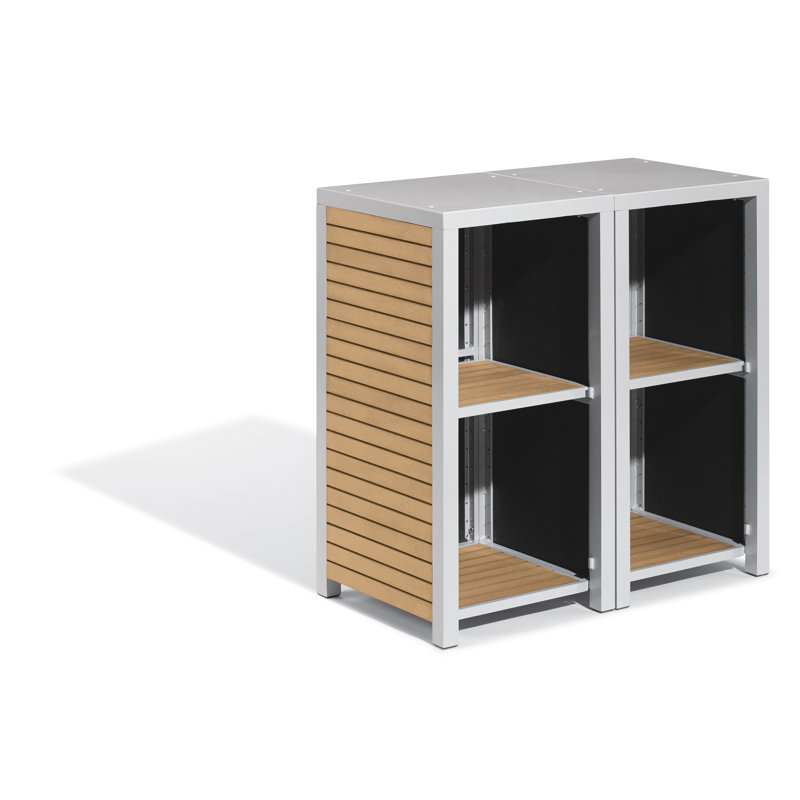 Travira 2-Piece Modular Valet Shelves Bases Set, Tekwood Natural