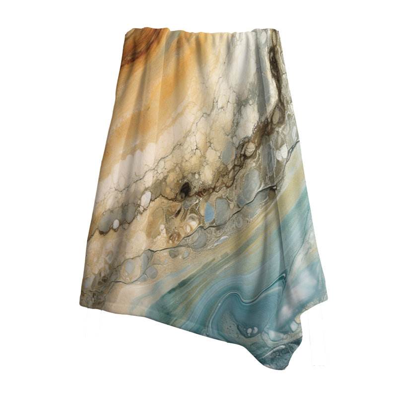Jeté en molleton Beige Blue Aqua Symphony - Abstract