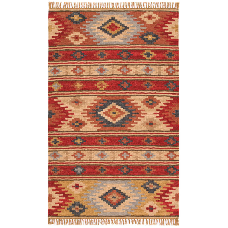 Siglinde Striped Wool Hand Woven Area Rug, Rectangle 75 x 120cm
