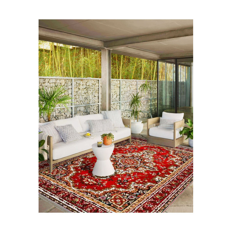 Tapis tissé traditionnel lavable à la machine, Sous-tapis rectangulaire de 3 pi 3 po x 4 pi 11 po