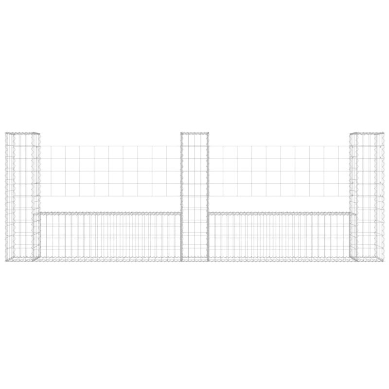 U-shape Gabion Basket with 3 Posts Iron, 100cm H x 260cm W x 20cm D