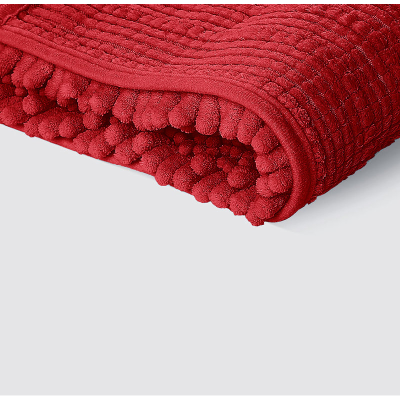 Ensemble de 2 tapis de salle de bain en chenille moelleux et moelleux, L 20 po x L 32 po, Rouge