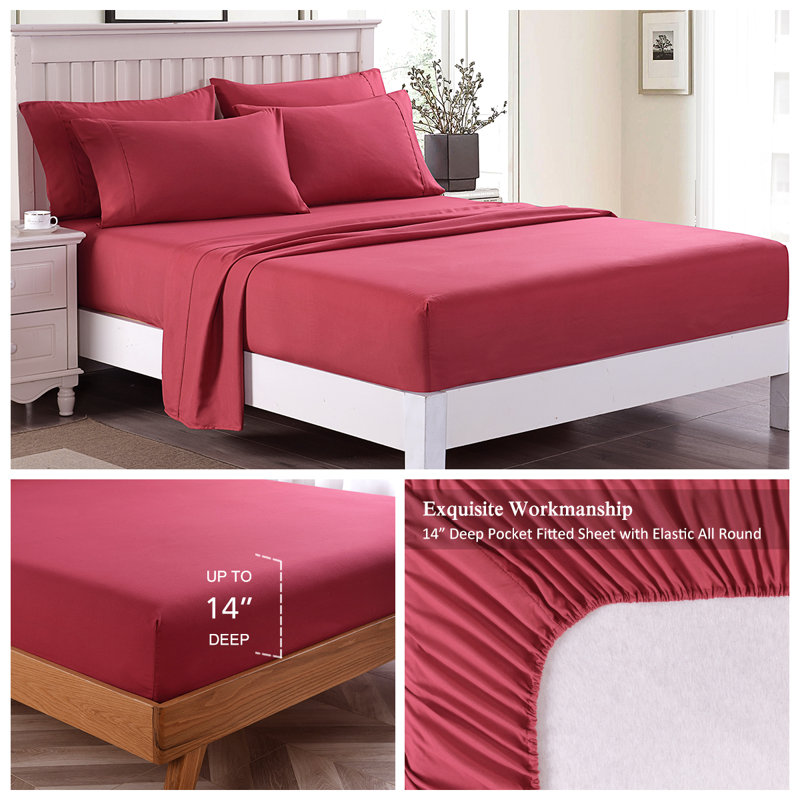 Microfiber Sheet Set, Full, Burgundy
