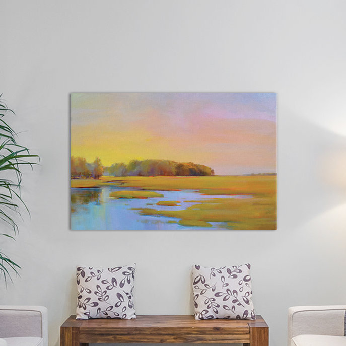 Summer Marsh II, peinture sur toile tendue, H 8 po x l 12 po x P 0,75 po