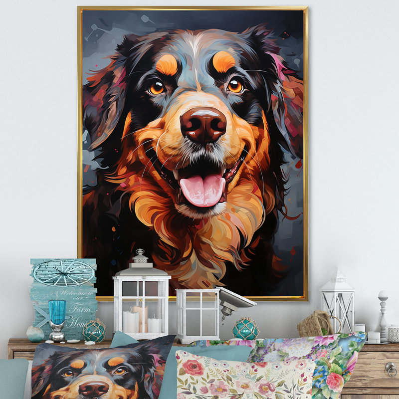 Bernese Mountain Majesty I sur toile, Cadre flottant doré, H 20 po x l 12 po x P 1 po