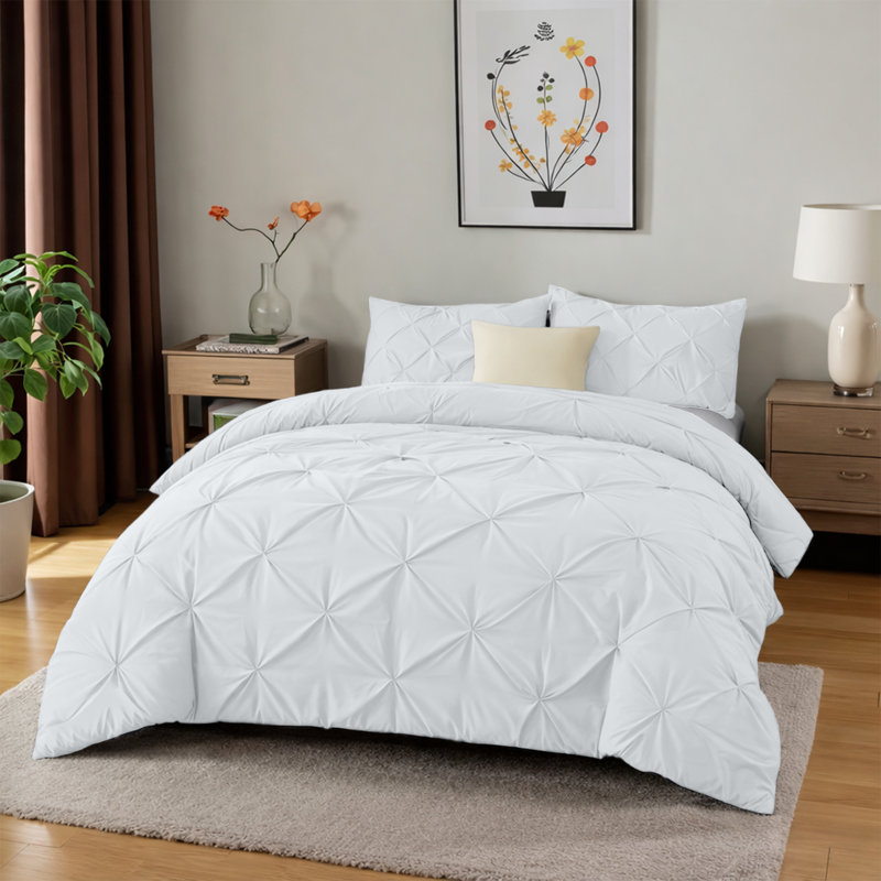 Microfiber Solid No Pattern Colour Duvet Cover Set with Pillowcases, Kingsize Duvet Cover Set + 2 Pillowcases, White