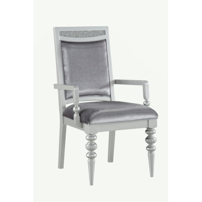 Maverick Fabric & Platinum Finish Arm Chair (Set Of 2)