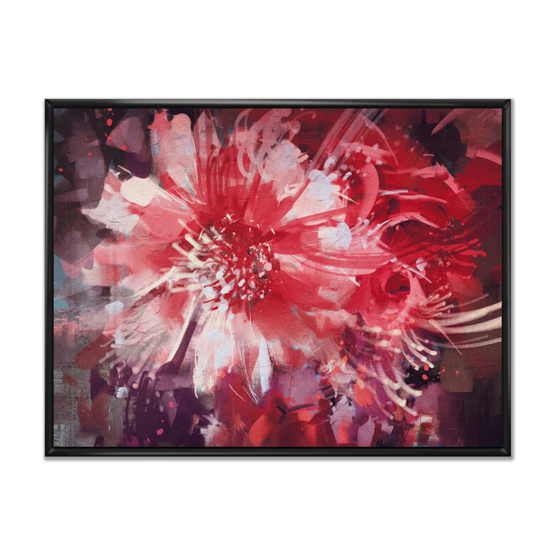 «Abstract Vivid Flower Bouquet», reproduction sur toile, H 8 po x l 12 po x P 1 po, Cadre flottant noir