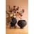 SET OF TWO BLACK CLAY VASES WITH CRACKLE DETAIL