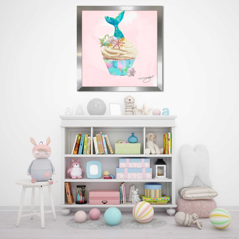 Sweet Mermaid (Square) par By Jodi - impression, H 37,5 po x l 37,5 po x P 1 po, Encadrement argenté