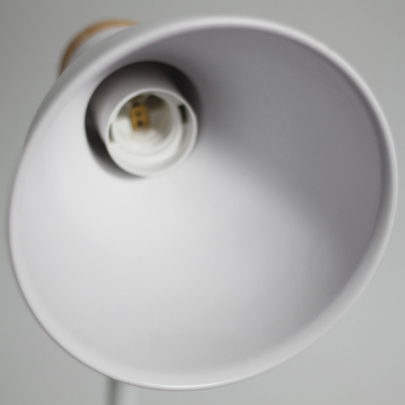 Lampe de bureau en bois massif Zishe, Blanc