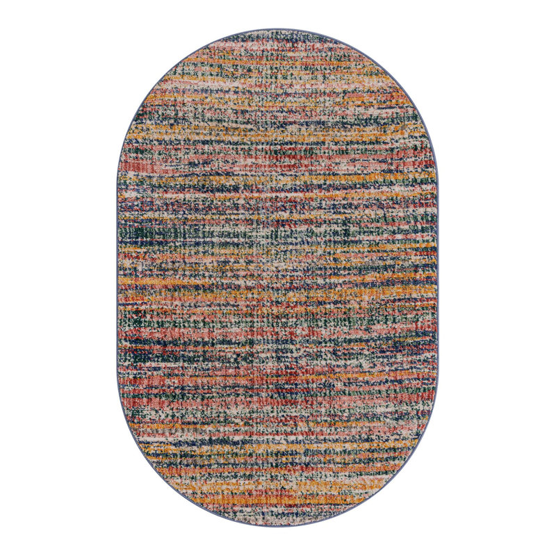 Hulsey Striped Yellow/Blue/Red/Navy Area Rug, Oval 3'3" x 5'3"
