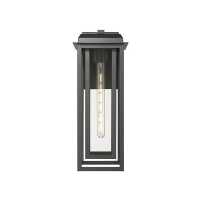 Applique murale d'extérieur 1 lumière noir mat 20 po Mansfield avec verre transparent Mansfield