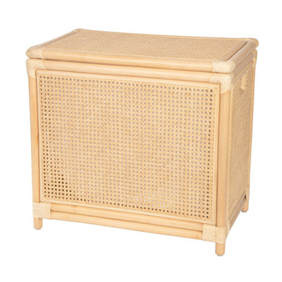 Rectangular Rattan Cane Clothes Hamper and Laundry Basket with Removable Liner & Lid, 2 Loads