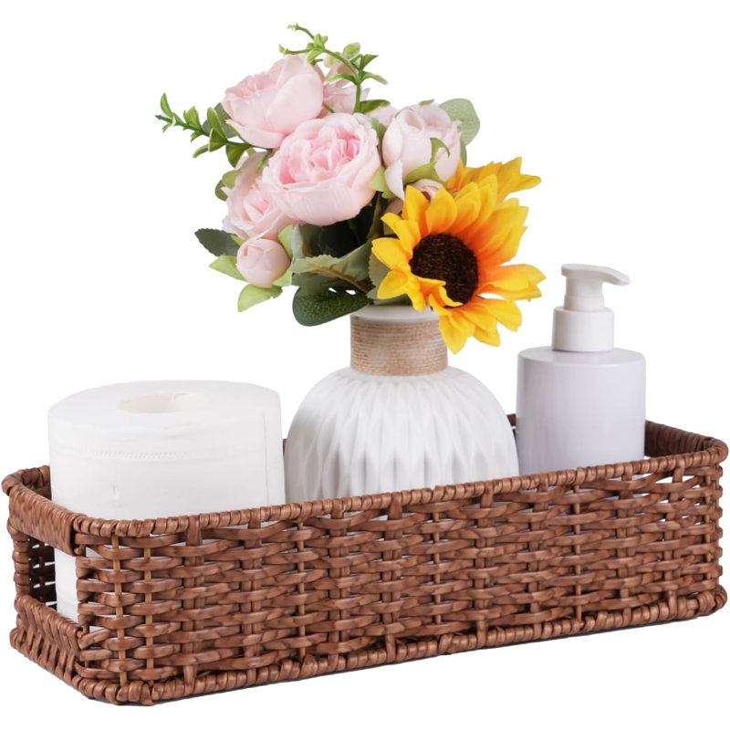Toilet Tank Basket, Wicker Basket For Toilet Paper Storage,Small Baskets For Countertop,Shelves,Living Room,Bedroom,Both Organizer&Decor