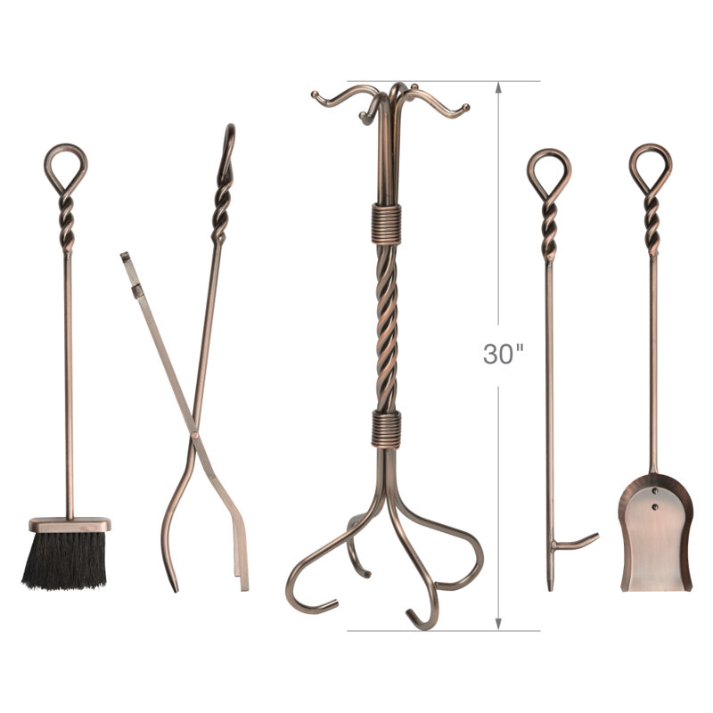 Ensemble d'outils de foyer en acier 5 pièces Uribe