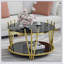 Table basse de luxe moderne en or 31,5 pouces, pieds en acier inoxydable, table centrale en verre trempé noir de 8 mm