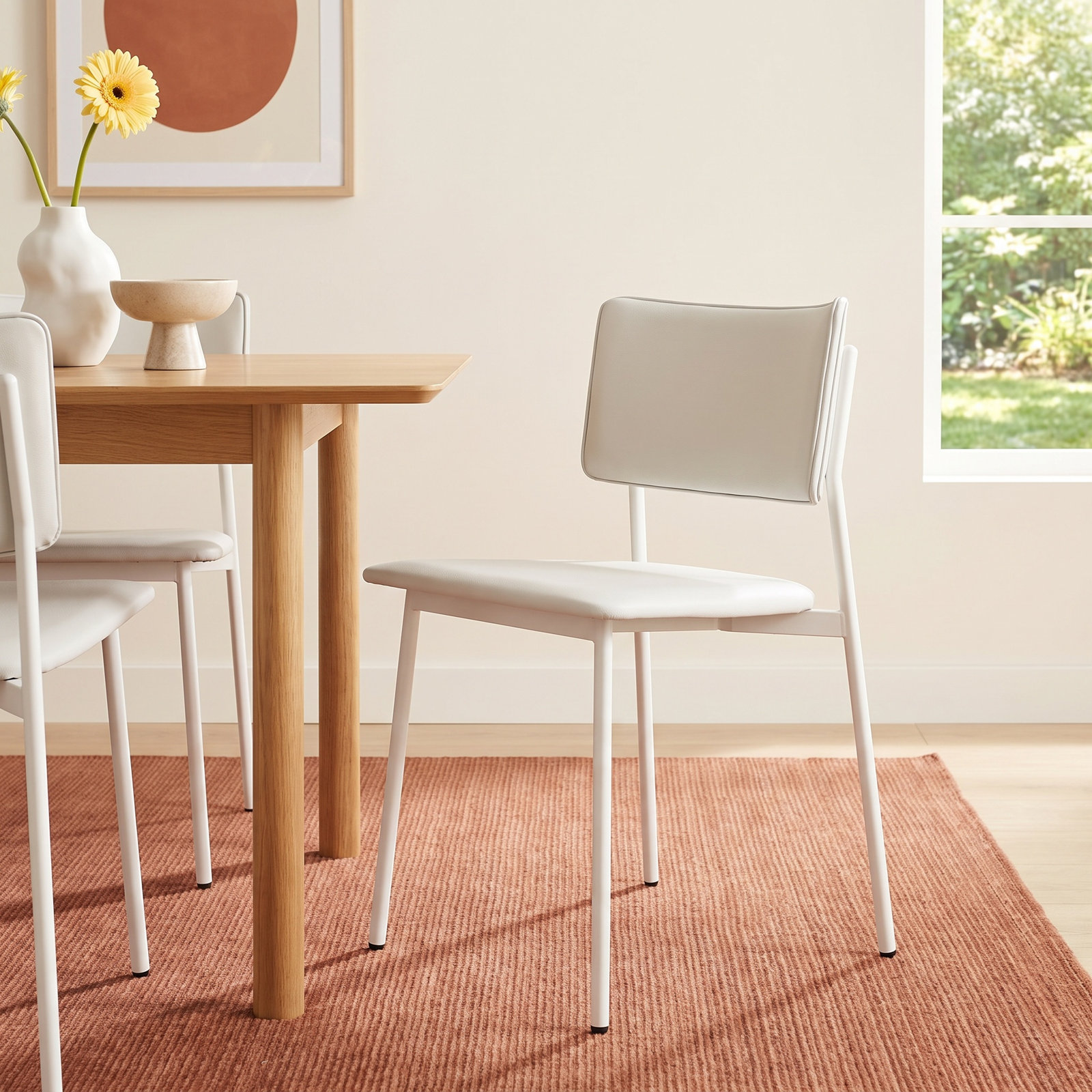 Signal Side Chair, Putty Putty Faux Leather, White