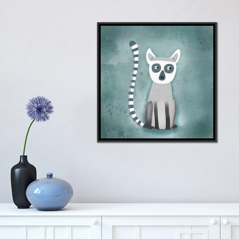 « Lemur » par Nic squirrell-impression, Toile avec cadre noir, H 18 po x l 18 po x 1,5 po, Pas de tapis