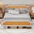 Platform Bed Frame with Natural Rattan Headboard and Footboard, Bohemian and Mid Century Style-710465277-710465266