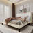 Modern Bed With 2 Nightstands, Charging Station And Colorful Led Light-1867890487