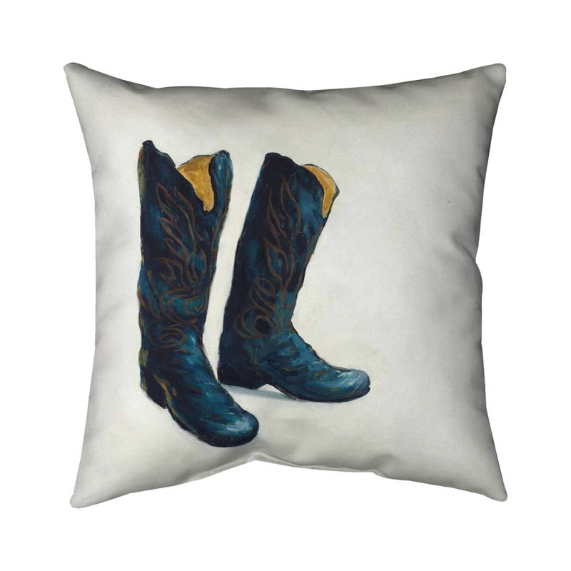 Leather cowboy boots - 18"x18" Throw pillow cover - Poly twill - Print on demand