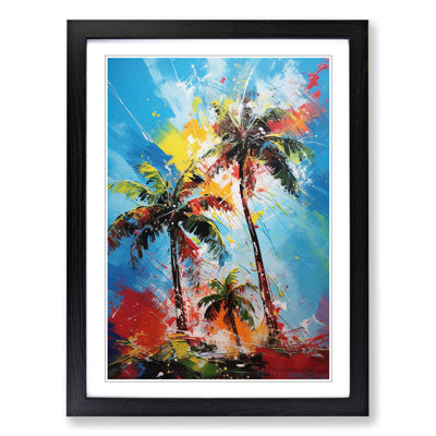 Palm Tree Expressionism - Single Picture Frame Print on Wood