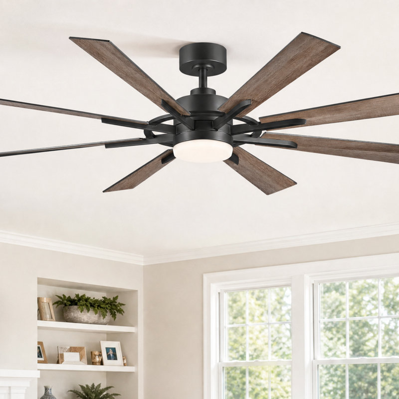 Ventilateur de plafond 60 po à 8 pales avec moulin à vent de ferme moderne avec 60 lumières DEL et télécommande
