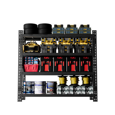 Rangement en métal à 4 tablettes réglables d'une capacité de 4000 lb H 63 po x l 67 po x P 23,7 po noir pour atelier et garage