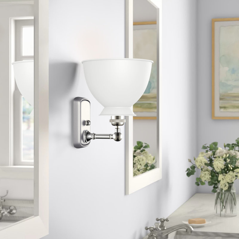 Applique murale articulée à 1 lumière Arev, Blanc lustré, DEL, Nickel poli
