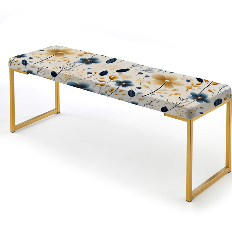 Banc rembourré or, Minimalist Charm Floral Pattern In Blue