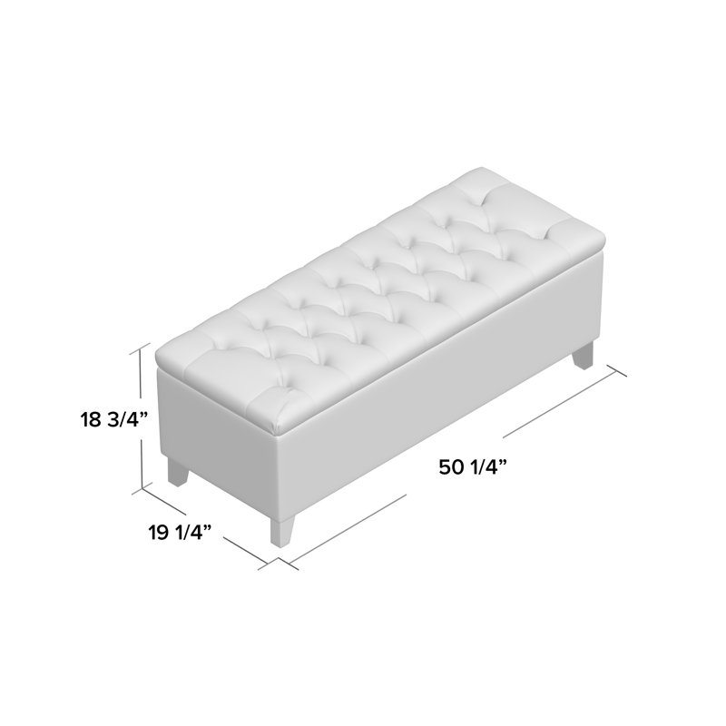 Maniscalco Tufted Top Upholstered Storage Bench, Light Gray