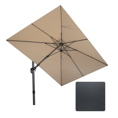 8"×11"Cantilever Square Light Gray Umbrella With Steel Plate Base