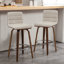 Tabouret de bar et de comptoir pivotant rembourré avec structure en bois massif et dossier en similicuir en forme de L-1724114232-1724114213