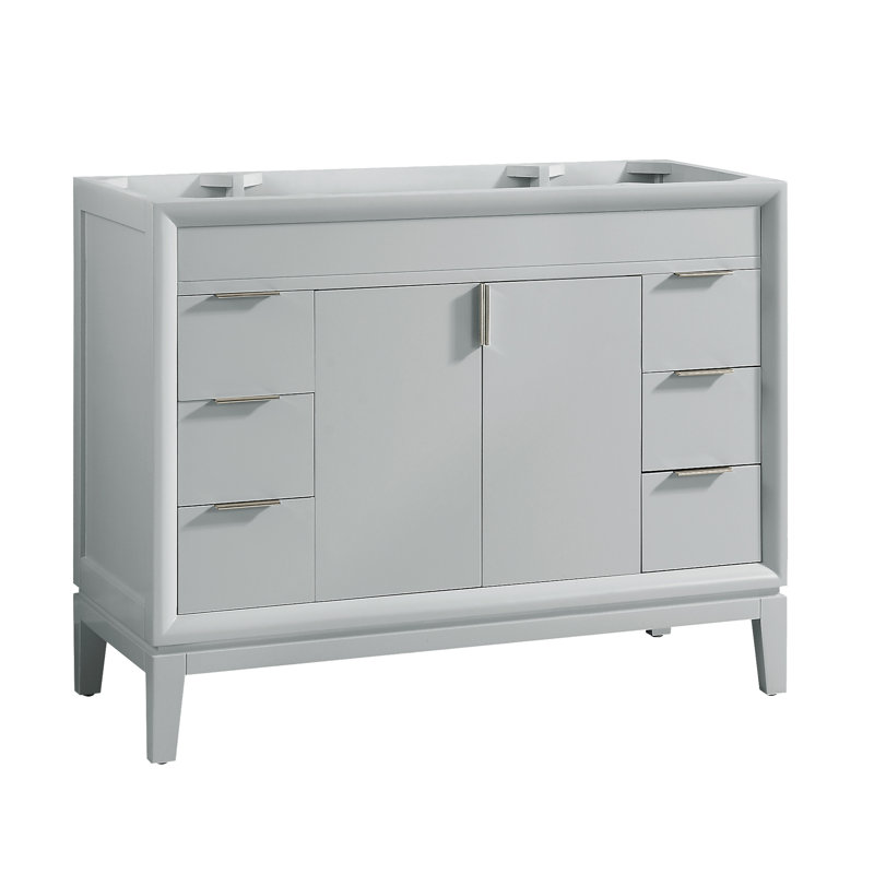 Base de meuble-lavabo simple 42 po Emma, Gris colombe / nickel poli