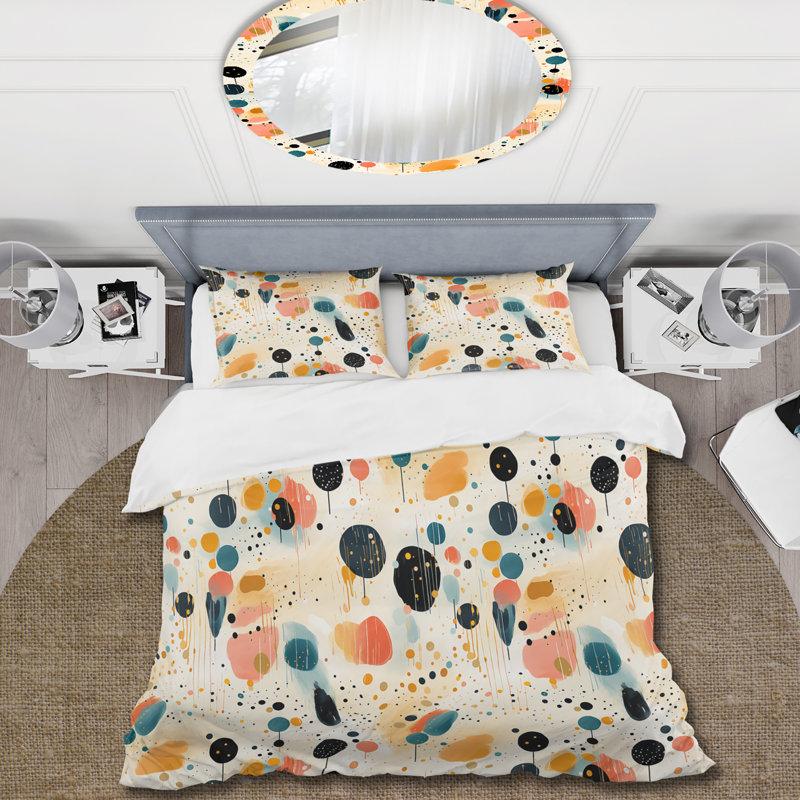 Ensemble de housse de couette en microfibre crème Artistic Whimsy, Housse de couette pour très grand lit et 2 très