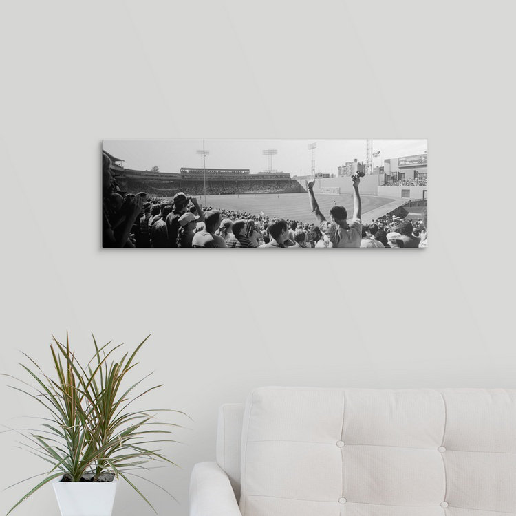 Fenway Park par Panoramic - reproduction de photo, H 20 po x l 44 po x P 1 po, Cadre blanc