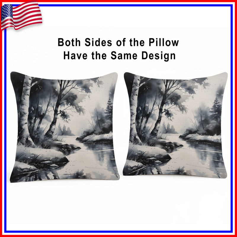 Coussins décoratifs monochromes Forest River, 14 X 14 pouces