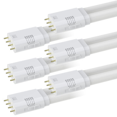 Luxrite 20W 4-Pin 2G11 LED Tube Light Bulb, 5CCT, Ballast Compatible or Direct Wire, 3000 Lumens, 120-277V, 360° Beam, UL Listed, Damp Rated 6 Pack